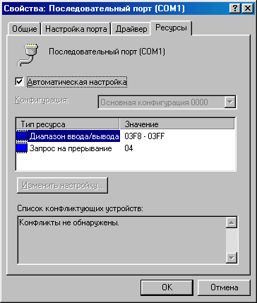Ресурсы последовательного порта