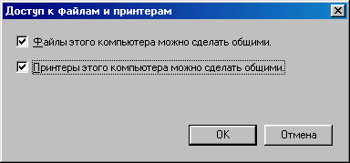 Окно Доступ к файлам и принтерам Окно Доступ к файлам и принтерам